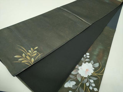 平和屋着物▼太鼓柄袋帯　籬花文　金彩　引箔　正絹　逸品　DABH9322ps