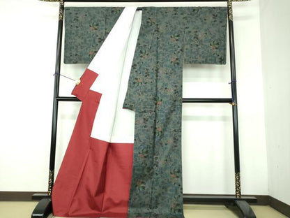 平和屋着物●本場大島紬　9マルキ　枝花文　正絹　逸品　未使用　DABH9464ps