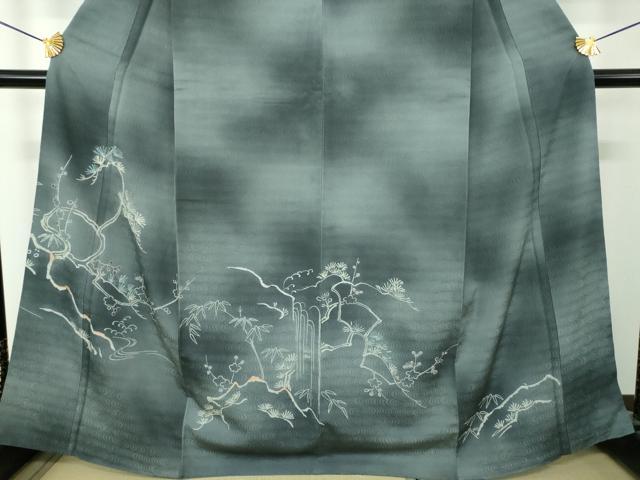 平和屋着物●訪問着　刺繍　松竹梅　暈し染め　正絹　逸品　DABH9465ps
