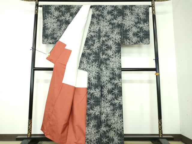 平和屋着物○本場大島紬 7マルキ 笹竹文 正絹 逸品 DABH9467ps