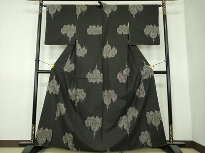 平和屋着物●本場大島紬　9マルキ　地空　西洋風景文　正絹　逸品　未使用　DABH9466ps