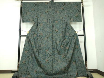 平和屋着物●本場大島紬　9マルキ　枝花文　正絹　逸品　未使用　DABH9464ps