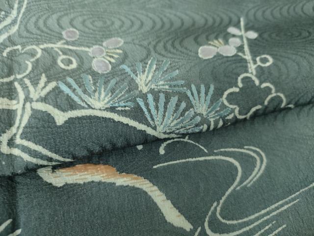 平和屋着物●訪問着　刺繍　松竹梅　暈し染め　正絹　逸品　DABH9465ps