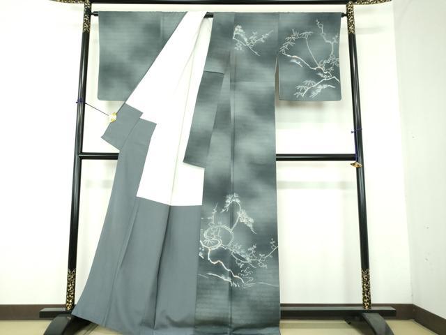 平和屋着物●訪問着　刺繍　松竹梅　暈し染め　正絹　逸品　DABH9465ps