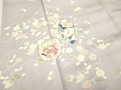 平和屋着物■豪華色留袖　作家物　駒刺繍　陶器花文　吹き寄せ　正絹　逸品　DABH5085ea