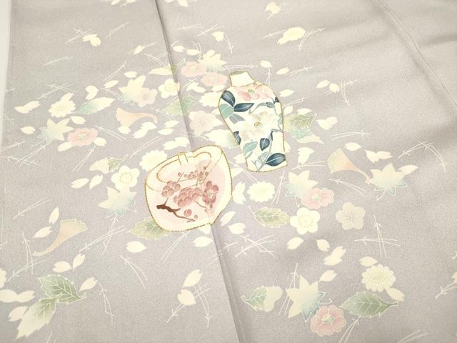 平和屋着物■豪華色留袖　作家物　駒刺繍　陶器花文　吹き寄せ　正絹　逸品　DABH5085ea
