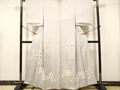 平和屋着物■豪華色留袖　作家物　駒刺繍　陶器花文　吹き寄せ　正絹　逸品　DABH5085ea