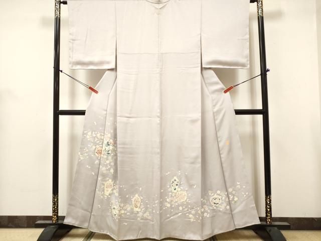 平和屋着物■豪華色留袖　作家物　駒刺繍　陶器花文　吹き寄せ　正絹　逸品　DABH5085ea