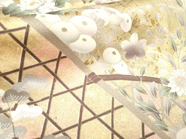 平和屋着物■訪問着　手描き　蛇籠花松文　暈し染め　金銀彩　正絹　逸品　DABH5061ea