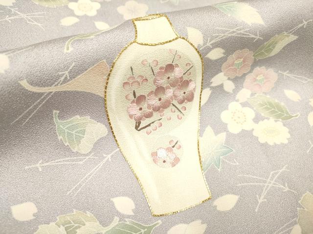 平和屋着物■豪華色留袖　作家物　駒刺繍　陶器花文　吹き寄せ　正絹　逸品　DABH5085ea