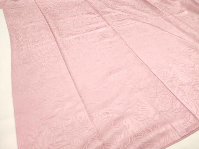 平和屋着物■上質な色無地　蘭尽くし地紋　石竹色　正絹　逸品　DABH5111ea