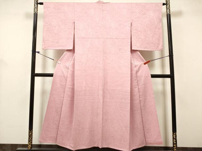 平和屋着物■上質な色無地　蘭尽くし地紋　石竹色　正絹　逸品　DABH5111ea