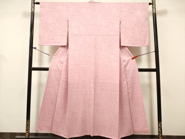平和屋着物■上質な色無地　蘭尽くし地紋　石竹色　正絹　逸品　DABH5111ea