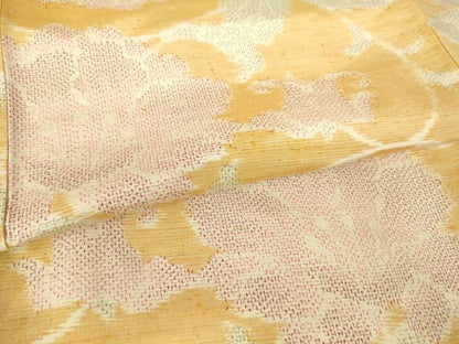 平和屋着物▽上質な紬　単衣　牡丹唐草文　正絹　逸品　DABH6287az
