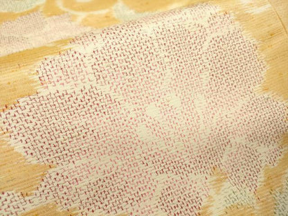 平和屋着物▽上質な紬　単衣　牡丹唐草文　正絹　逸品　DABH6287az