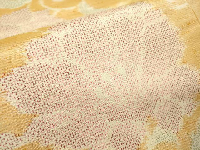 平和屋着物▽上質な紬　単衣　牡丹唐草文　正絹　逸品　DABH6287az
