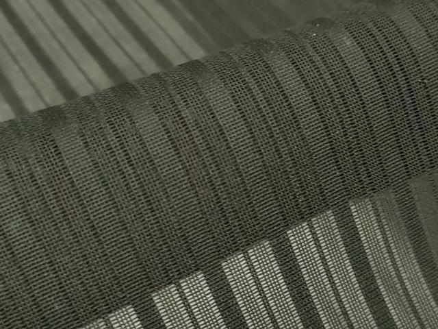 平和屋着物▽道行コート　スリーシーズン　春夏秋　塵除け　二重紗　縞　黒地　ロング丈　正絹　逸品　DABH6274az