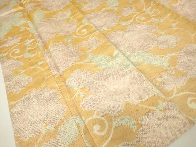 平和屋着物▽上質な紬　単衣　牡丹唐草文　正絹　逸品　DABH6287az
