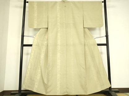 平和屋着物▽本塩沢　訪問着　単衣　葡萄唐草文　110亀甲　正絹　逸品　DABH6284az