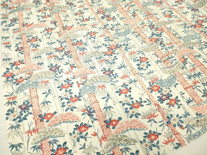 平和屋着物▽上質な小紋　単衣　松竹花文　正絹　逸品　DABH6312az