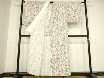 平和屋着物▽上質な小紋　単衣　松竹花文　正絹　逸品　DABH6312az