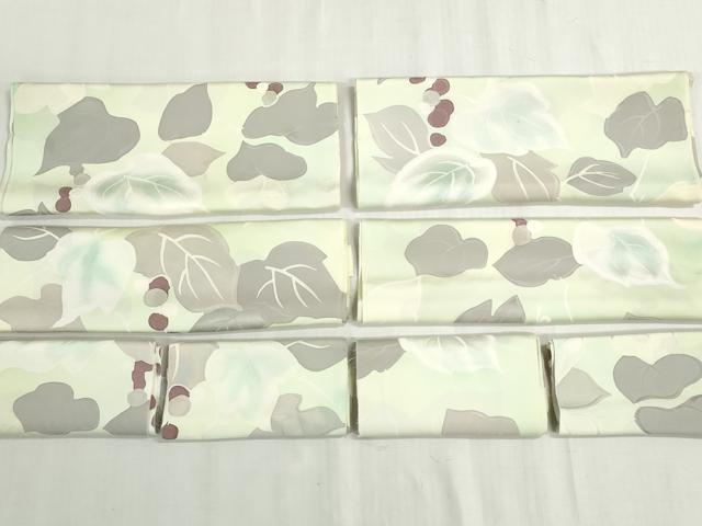 平和屋着物▼小紋　解き反物　着尺　裁断済　地紋起こし　葡萄蔦の葉文　逸品　DABG9222we