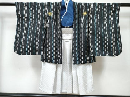平和屋着物[]お宮参り　男の子　祝着　産着　ベビー着物　市松文様　マジックテープ式　洗える着物　DABG3122ma
