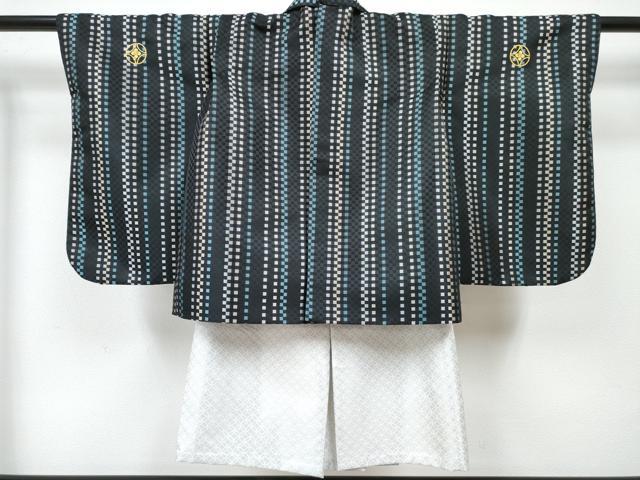 平和屋着物[]お宮参り　男の子　祝着　産着　ベビー着物　市松文様　マジックテープ式　洗える着物　DABG3122ma