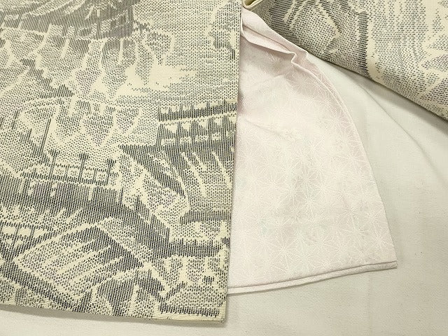 平和屋着物■上質な紬　風景樹林文　正絹　逸品　DABH4272qp