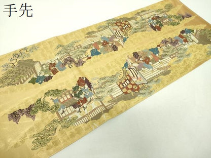 平和屋着物▼全景全通柄袋帯　母衣武者行列図　金糸　正絹　逸品　DABH9358ps