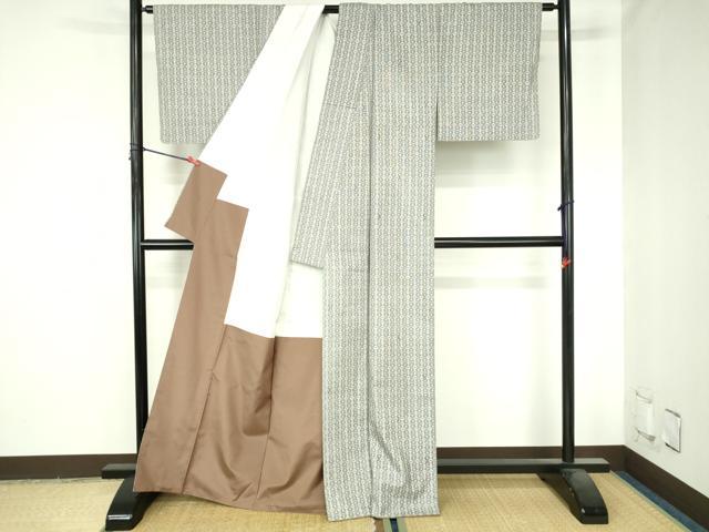 平和屋着物●松煙染の第一人者　川島草苑　本場縞大島紬　抽象文様　正絹　逸品　DABH0685op
