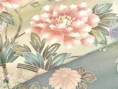 平和屋着物●訪問着　作家物　花鳥文　暈し染め　金彩　正絹　逸品　DABH0712op
