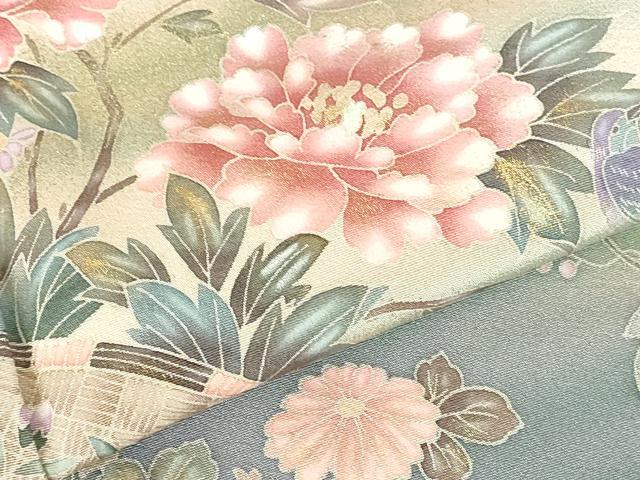 平和屋着物●訪問着　作家物　花鳥文　暈し染め　金彩　正絹　逸品　DABH0712op