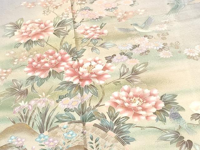 平和屋着物●訪問着　作家物　花鳥文　暈し染め　金彩　正絹　逸品　DABH0712op