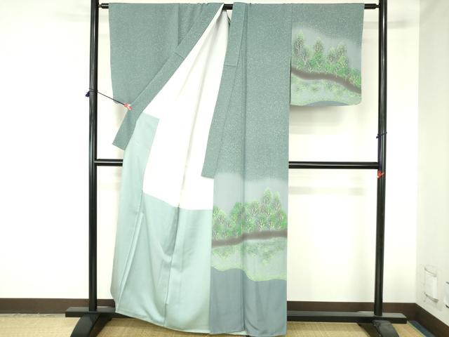 平和屋着物●訪問着　樹林文　暈し染め　正絹　逸品　DABH0713op