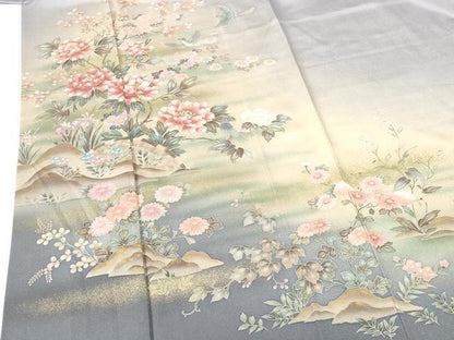 平和屋着物●訪問着　作家物　花鳥文　暈し染め　金彩　正絹　逸品　DABH0712op