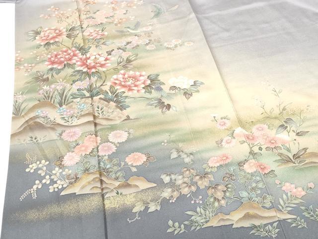 平和屋着物●訪問着　作家物　花鳥文　暈し染め　金彩　正絹　逸品　DABH0712op