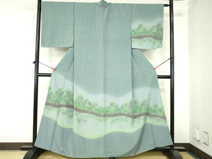 平和屋着物●訪問着　樹林文　暈し染め　正絹　逸品　DABH0713op
