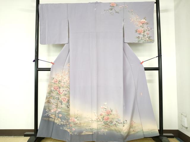 平和屋着物●訪問着　作家物　花鳥文　暈し染め　金彩　正絹　逸品　DABH0712op