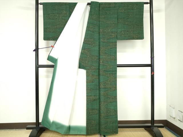平和屋着物●本場結城紬　重要無形文化財　100亀甲　流水文　証紙付き　正絹　逸品　DABH0758op