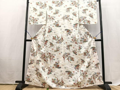 平和屋着物■小紋　花筏文　金彩　洗える着物　未使用　BAAX9433yc