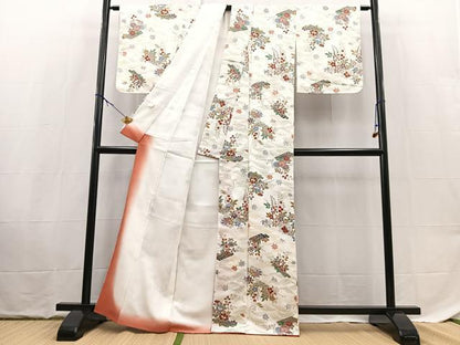 平和屋着物■小紋　花筏文　金彩　洗える着物　未使用　BAAX9433yc