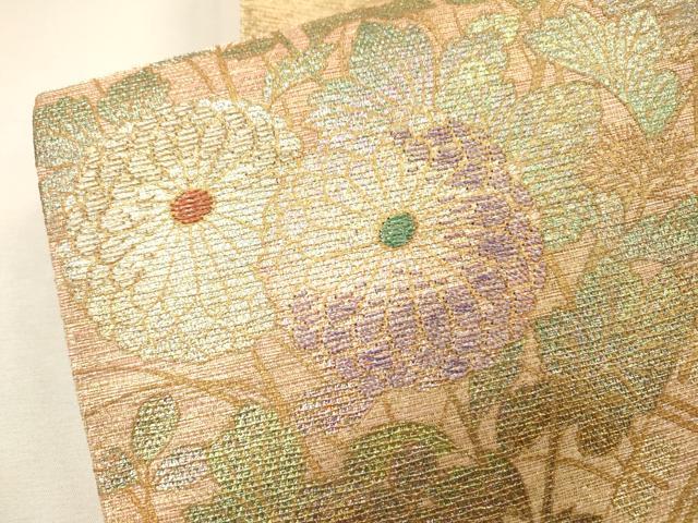 平和屋着物▽西陣　太鼓柄袋帯　スリーシーズン　春夏秋　蜀江菊花文　金銀彩　証紙付き　正絹　逸品　DABH7079fe