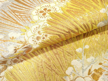 平和屋着物▼アンティーク　大正ロマン　丸帯　梅松文　金銀糸　正絹　逸品　DABH7118fe