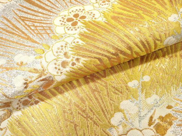 平和屋着物▼アンティーク　大正ロマン　丸帯　梅松文　金銀糸　正絹　逸品　DABH7118fe