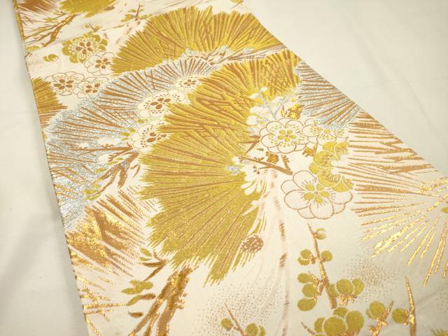 平和屋着物▼アンティーク　大正ロマン　丸帯　梅松文　金銀糸　正絹　逸品　DABH7118fe