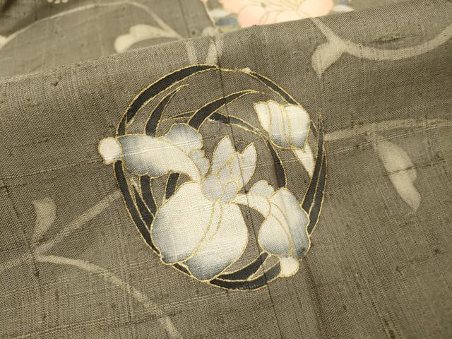 平和屋着物▽染織の名門　しょうざん  生紬　訪問着　単衣　花唐草文　金彩　証紙付き　正絹　逸品　DABH7357fe