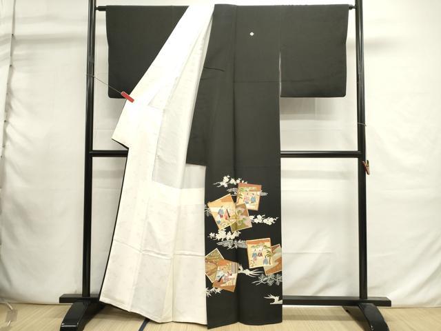 平和屋着物■豪華黒留袖　作家物　駒刺繍　色紙重ね人物文　金銀彩　正絹　逸品　DABI0923cd