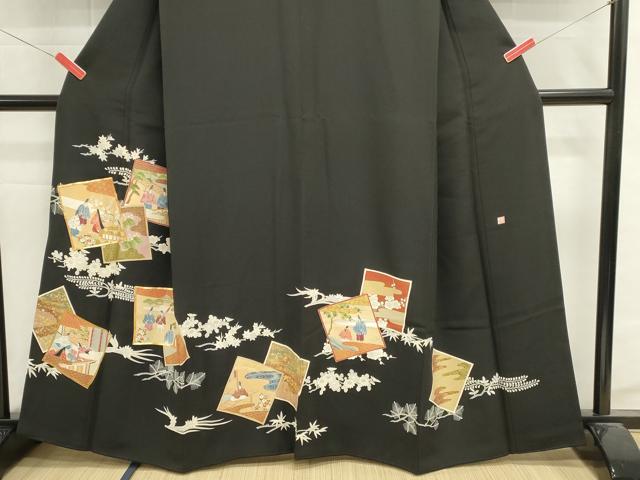 平和屋着物■豪華黒留袖　作家物　駒刺繍　色紙重ね人物文　金銀彩　正絹　逸品　DABI0923cd