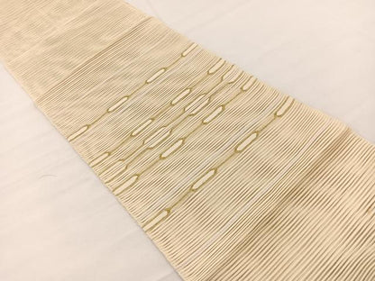 平和屋着物＊夏物　八寸名古屋帯　絽綴れ　横段文　金糸　正絹　逸品　BAAX7463hv